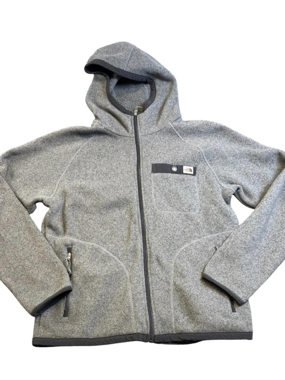 The North Face Gordon Lyons Hoodie Men’s Medium Gray Fleece Jacket NF0A5GMQ EUC